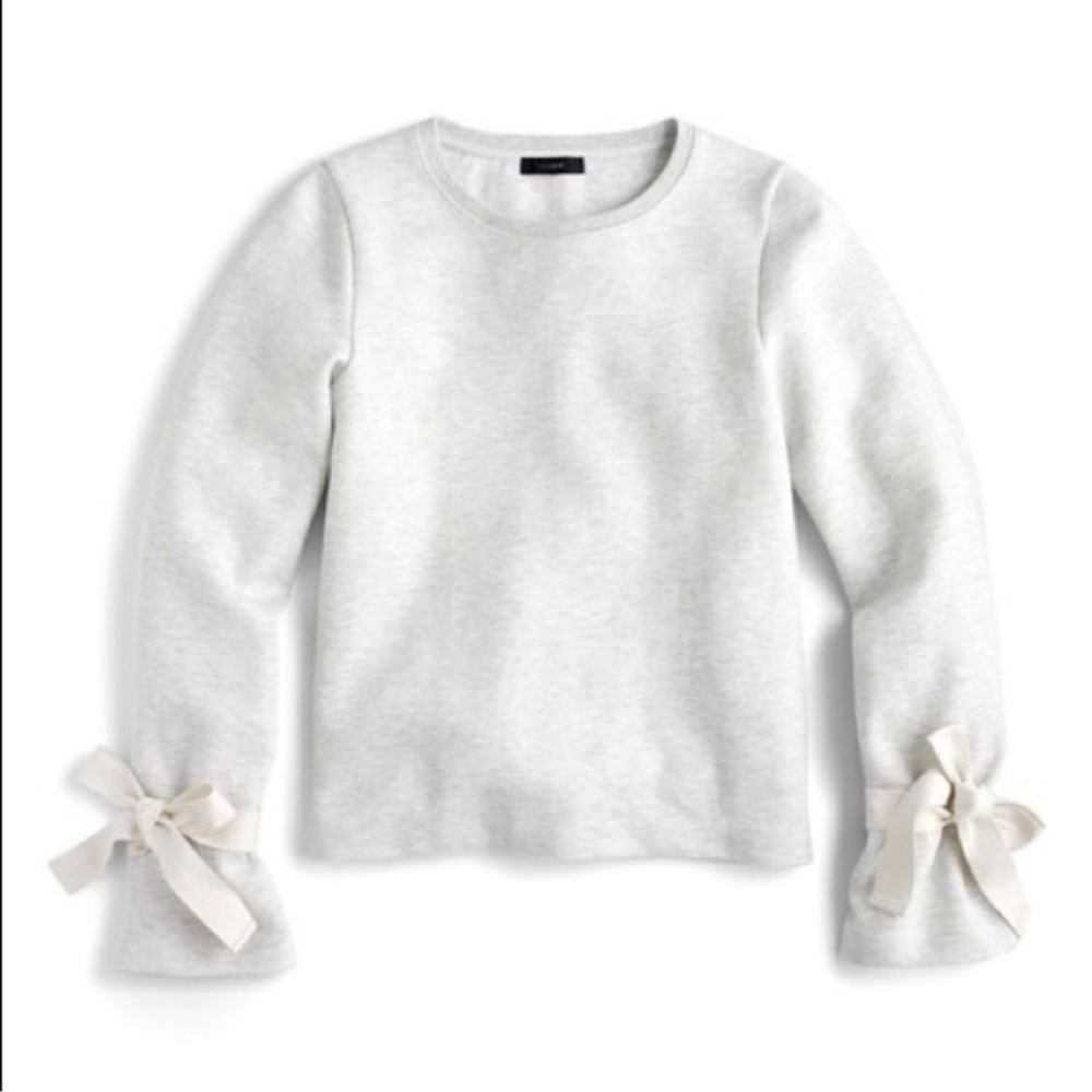 J. Crew Light Gray bow tie sleeves Crewneck Top